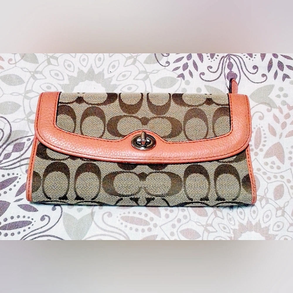 Authentic Coach Wallet (Salmon, Brown & Tan)